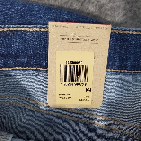 Levi's Womens Classic Straight Mid Rise Hypersoft Denim Blue Jeans 16M (W33 L30) - Picture 5 of 14